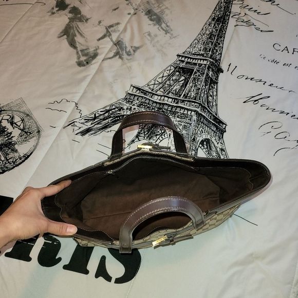 Gucci GG Canvas Large Tote Bag with Leather Trim – Brown - Picture 8 of 15